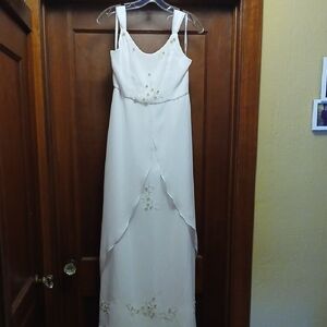 Precious Formals Cream Floral Wedding Dress